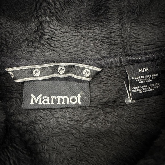 Marmot Fuzzy Teddy Fleece Hoodie Jacket Women's M Black Full Zip Sherpa NWOT - Picture 2 of 9